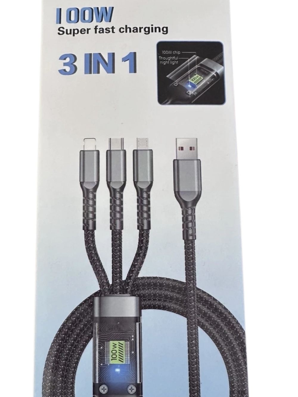3-in-1 Super Fast Charging Cable - Black